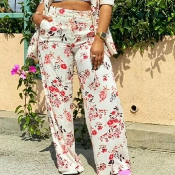 NEW WORTHINGTON Sasha Floral High Waist Wide Leg Pants Multicolor Stretch - Picture 12 of 14